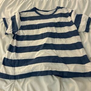 American Eagle Outfitters Navy and White Striped Tee